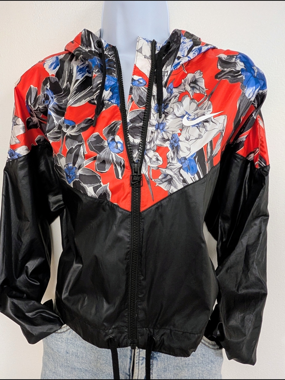 Nike Red & Black Floral Windbreaker Jacket